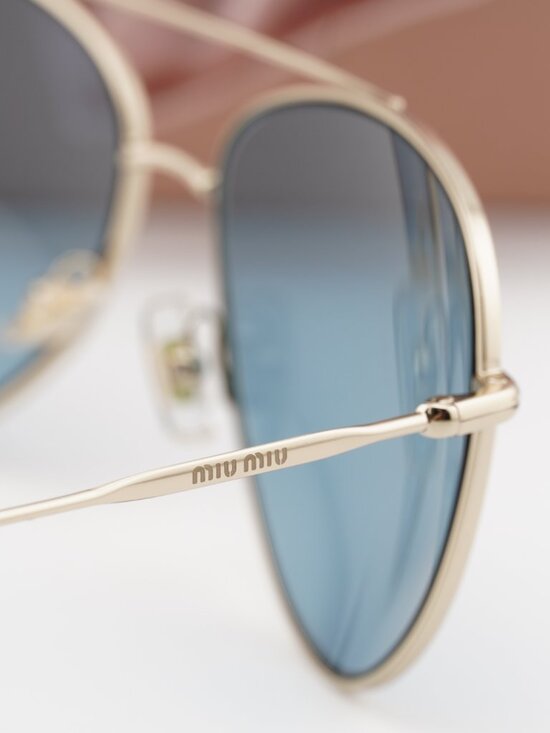 Miu Miu MU61US ZVN6P2 Aviator Sunglasses – Gold\\Blue main image 5